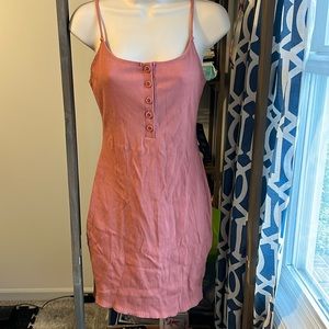 Lulus pink ribbed Henley button tank dress size large